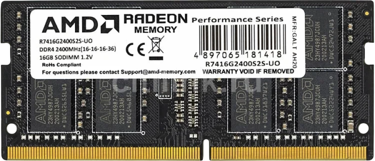 Оперативная память 16 Gb 2400 MHz AMD R7 PERFOMANCE SERIES Black (R7416G2400S2S-UO)