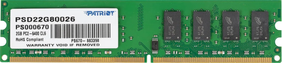 Оперативная память 2 Gb 800 MHz PATRIOT SL (PSD22G80026)