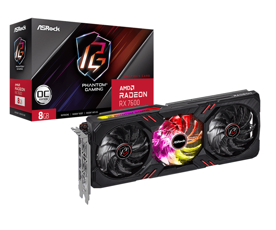Видеокарта ASRock (RX7600 PG 8GO) Radeon RX 7600 8GB Phantom Gaming OC 