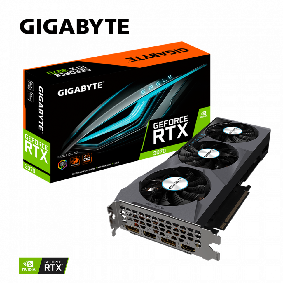 Видеокарта GIGABYTE (GV-N3070EAGLE OC-8GD) GeForce RTX 3070 8GB EAGLE OC