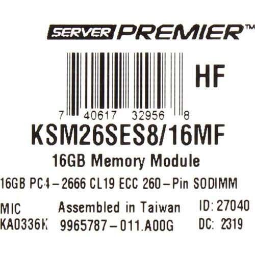 Оперативная память 16 Gb 2666 MHz Kingston Server Premier (KSM26SES8/16MF)
