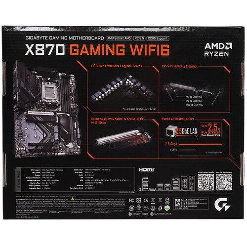 Материнская плата Gigabyte X870 GAMING WIFI6