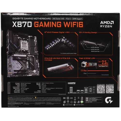 Материнская плата Gigabyte X870 GAMING WIFI6