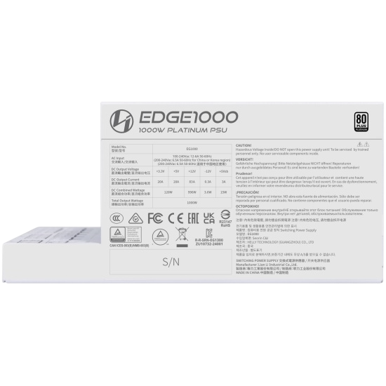 Блок питания Lian Li 1000W EG1000 White (G9P.EG1000.WE00.RU) 16 Pin (PCIe 5.1 Connector Cable Details)