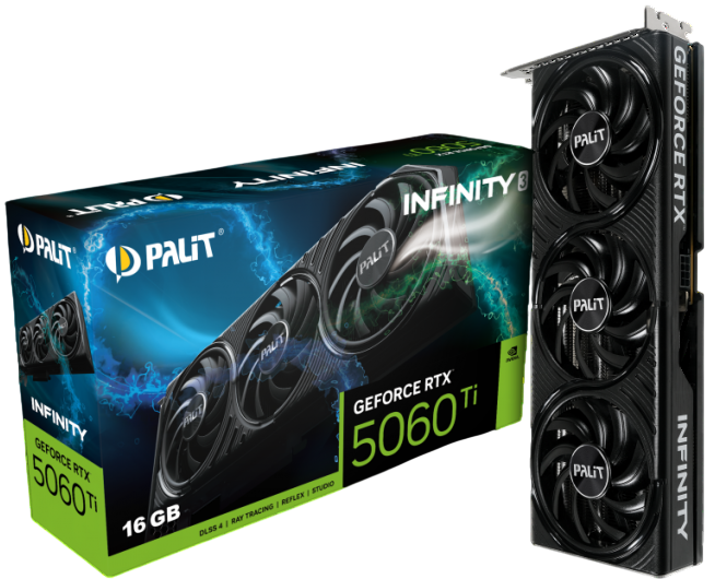 Видеокарта Palit (NE7506T019T1-GB2061S) GeForce RTX 5060 TI 16GB INFINITY 3