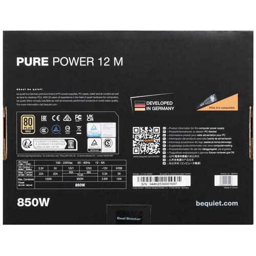 Блок питания Be Quiet! 850W PURE POWER 12 M BN344 16 pin (PCIe 5.0 Connector Cable Details)