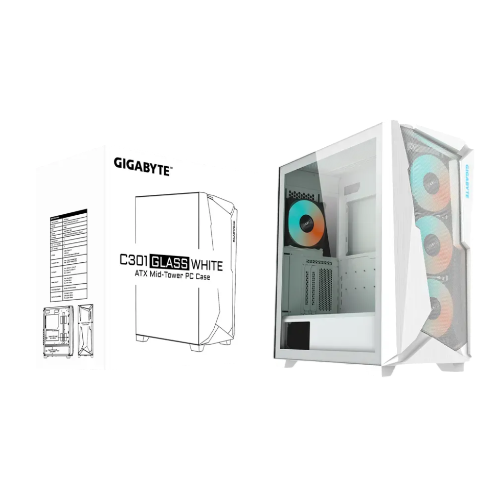 Компьютерный корпус Gigabyte C301 Glass TG White (GB-C301GW)