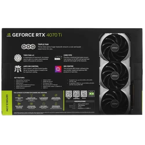 Видеокарта MSI (RTX 4070 VENTUS 3X 12G) GeForce RTX 4070 12GB VENTUS 3X