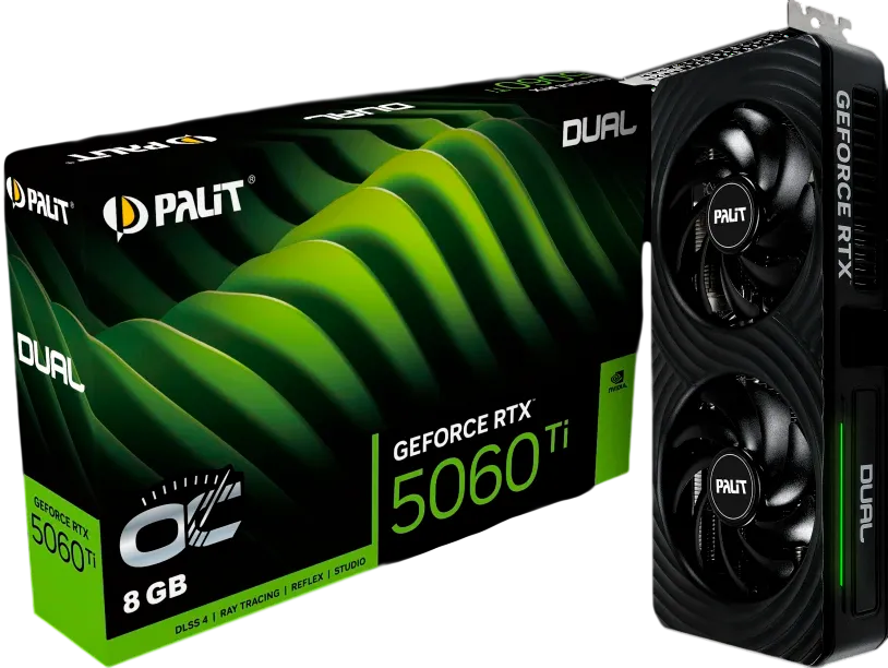 Видеокарта Palit (NE7506TT19P1-GB2062D) GeForce RTX 5060 TI 8GB DUAL OC