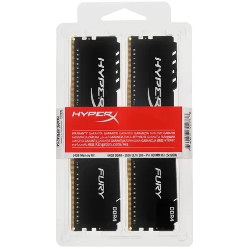 Оперативная память 64 Gb 2666 MHz Kingston HYPERX FURY Black (HX426C16FB3K2/64)