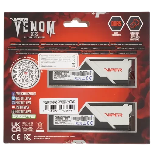 Оперативная память 32 Gb 7200 MHz PATRIOT VIPER (PVV532G720C34K)