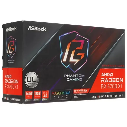 Видеокарта ASRock (RX6700XT PGD 12GO) Radeon RX 6700 XT 12GB Phantom Gaming D OC