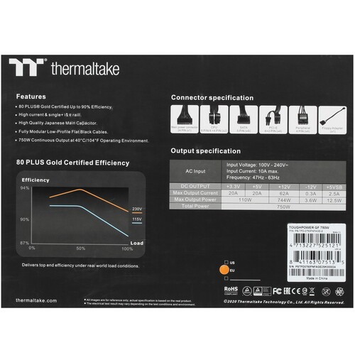 Блок питания Thermaltake 750W TOUGHPOWER 750 TTP-750AH3FCG-B (PS-TPD-0750FNFAGE-2)