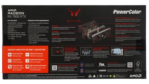 Видеокарта PowerColor (RX 7900 XTX 24G-E/OC) Radeon RX 7900 XTX 24GB Red Devil