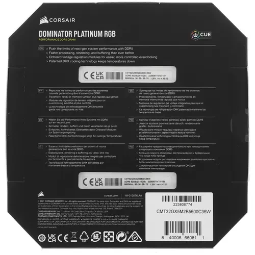 Оперативная память 32 Gb 5600 MHz Corsair DOMINATOR PLATINUM RGB White (CMT32GX5M2B5600C36W)