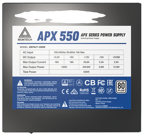 Блок питания Montech 550W APX Black (XWYA11-550W)