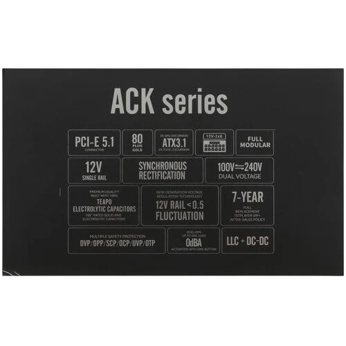 Блок питания 1STPLAYER 850W ACK GOLD  Black (HA-850BA2-BK) 16 Pin (PCIe 5.0 Connector Cable Details)