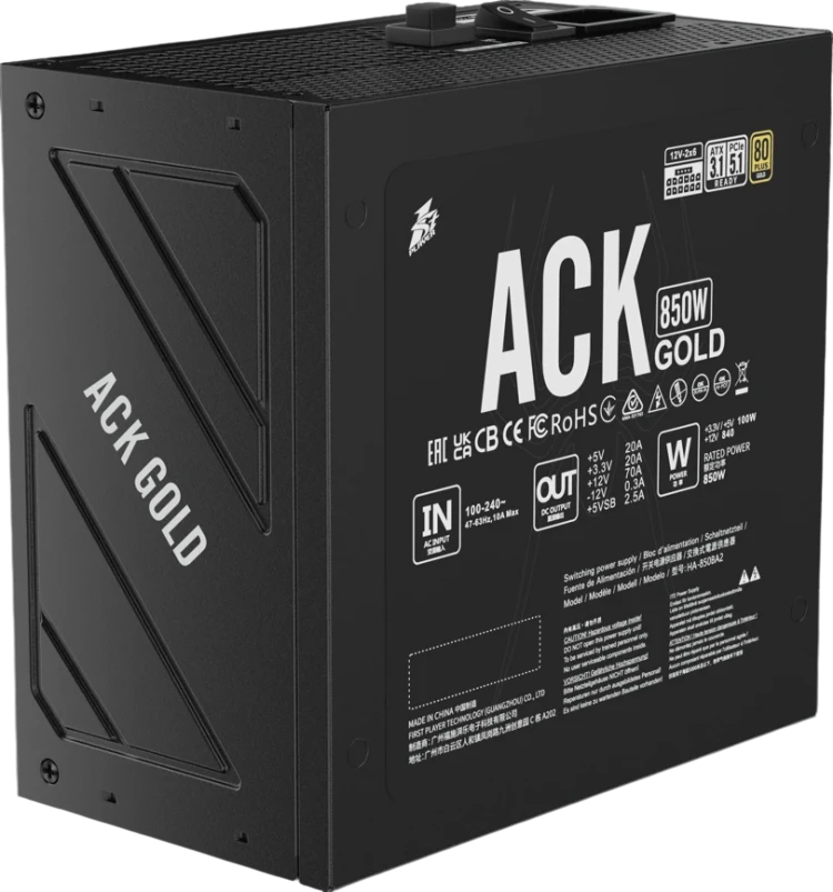Блок питания 1STPLAYER 850W ACK GOLD  Black (HA-850BA2-BK) 16 Pin (PCIe 5.0 Connector Cable Details)