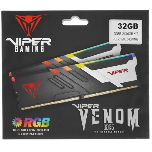 Оперативная память 32 Gb 6400 MHz PATRIOT VIPER VENOM RGB (PVVR532G640C32K)