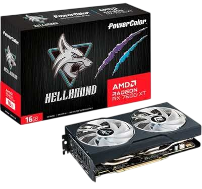 Видеокарта PowerColor (RX 7600 XT 16G-L/OC) Radeon RX 7600 XT 16GB Hellhound