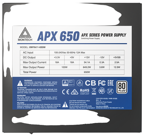 Блок питания Montech 650W APX Black (XWYA11-650W)