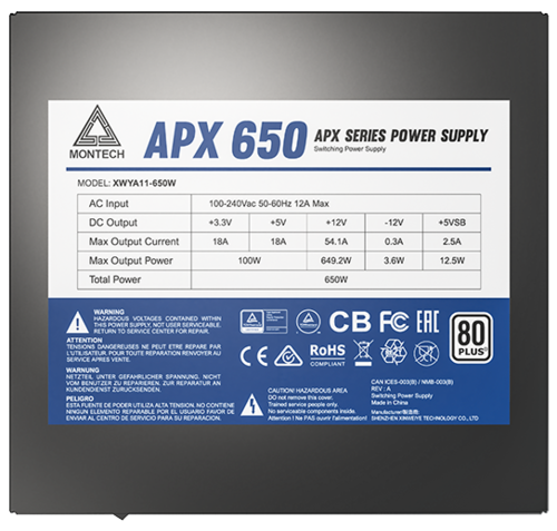 Блок питания Montech 650W APX Black (XWYA11-650W)