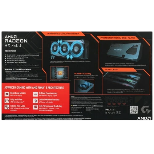 Видеокарта Gigabyte (GV-R76GAMING OC-8GD 1.1) Radeon RX 7600 8GB GAMING OC