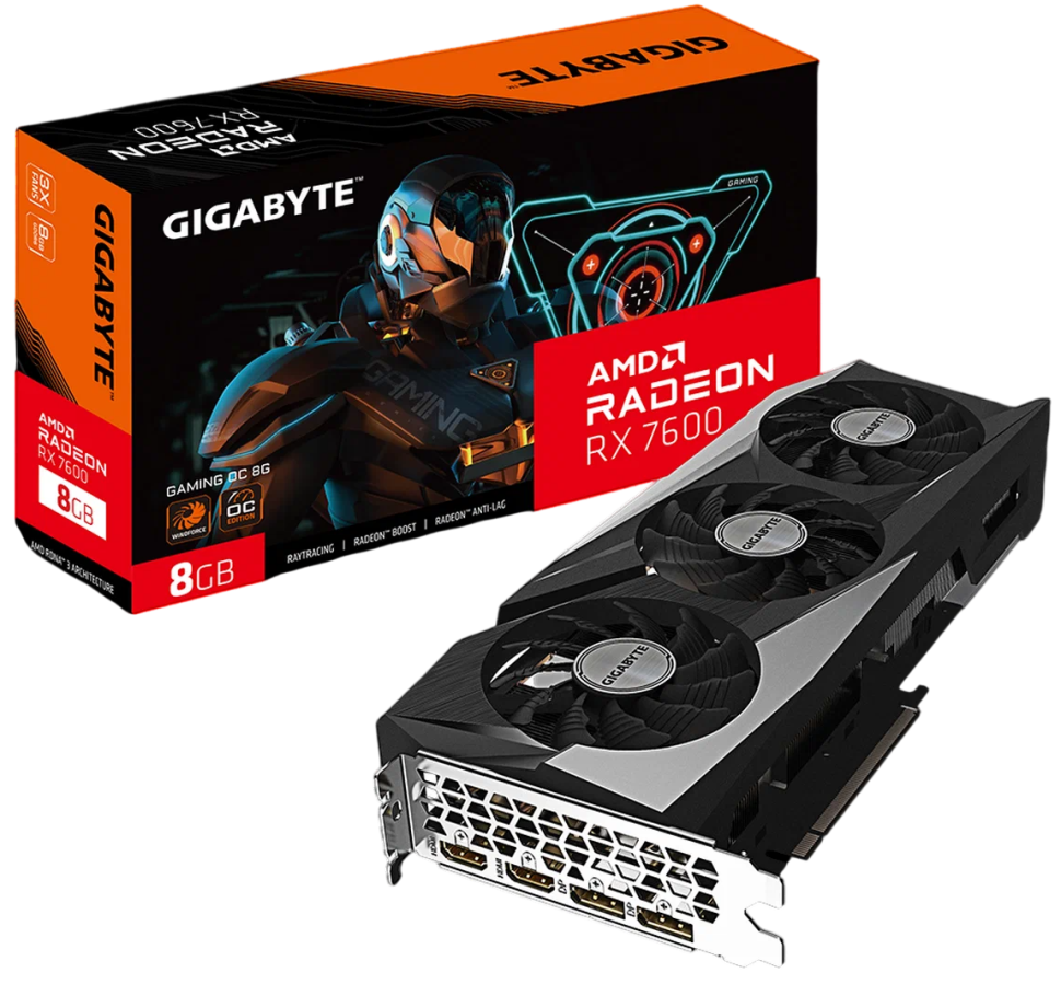 Видеокарта Gigabyte (GV-R76GAMING OC-8GD 1.1) Radeon RX 7600 8GB GAMING OC