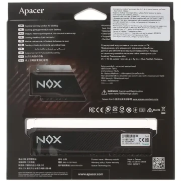 Оперативная память 16 Gb 3200 MHz Apacer NOX RGB Black (AH4U16G32C28YMBAA-2)