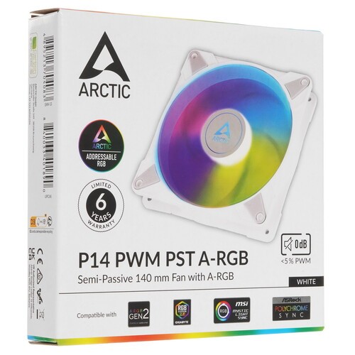 Вентилятор для корпуса Arctic Cooling P14 ARGB 0dB White ACFAN00276A PWM PST