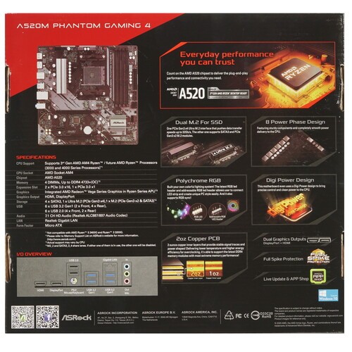 Материнская плата ASRock A520M PHANTOM GAMING 4