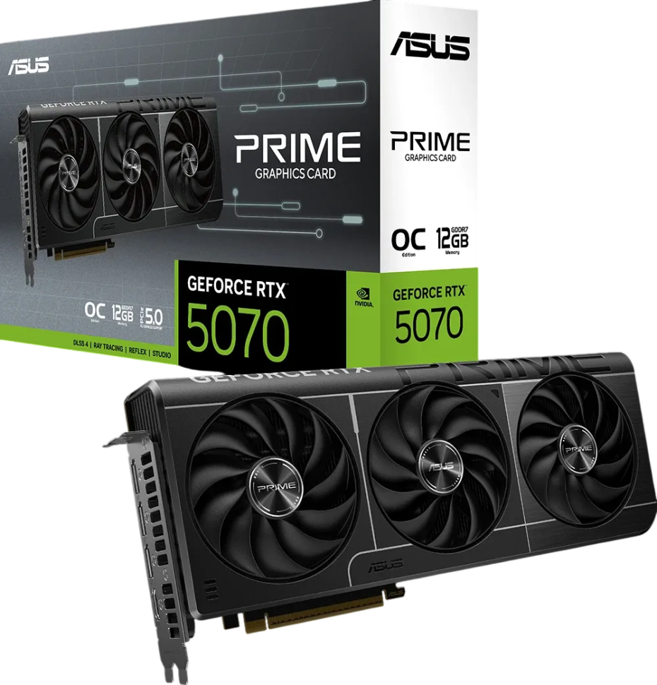 Видеокарта ASUS (PRIME-RTX5070-O12G) GeForce RTX 5070 12GB PRIME OC 90YV0M10-M0NA00