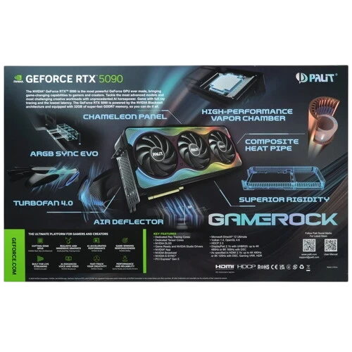 Видеокарта Palit (NE75090S19R5-GB2020G) GeForce RTX 5090 32GB GAMEROCK OC