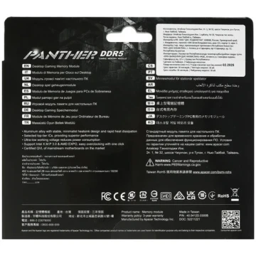 Оперативная память 16 Gb 6000 MHz Apacer Panther OC Black/White (AH5U16G60C6227BAA-1)