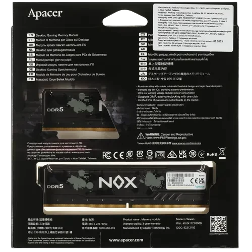Оперативная память 32 Gb 5600 MHz Apacer OC NOX (AH5U32G56C522MBAA-2)