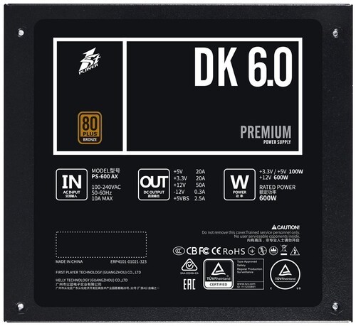 Блок питания 1STPLAYER 600W DK PREMIUM Black (PS-600AX)