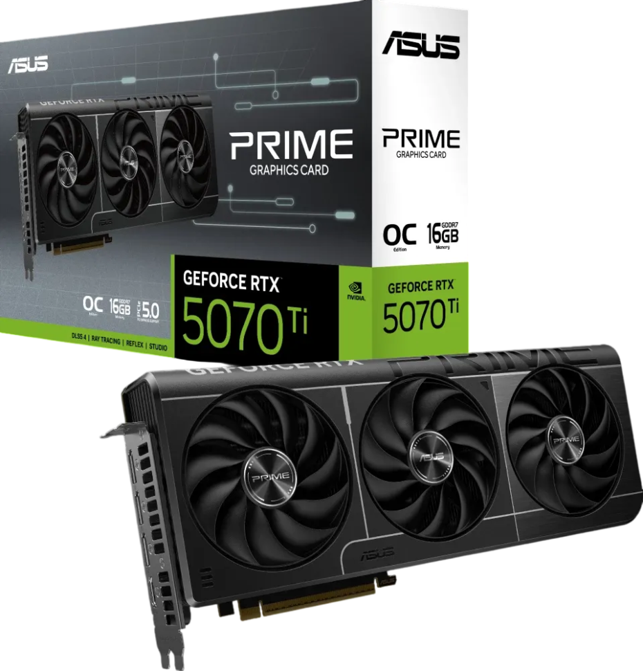Видеокарта ASUS (PRIME-RTX5070TI-O16G) GeForce RTX 5070 Ti 16GB PRIME OC 90YV0MF0-M0NA00
