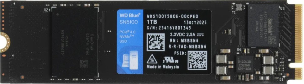 Твердотельный накопитель Western Digital 2000 Gb SN5100 Blue (WDBS4F0020BNC-WRSN)