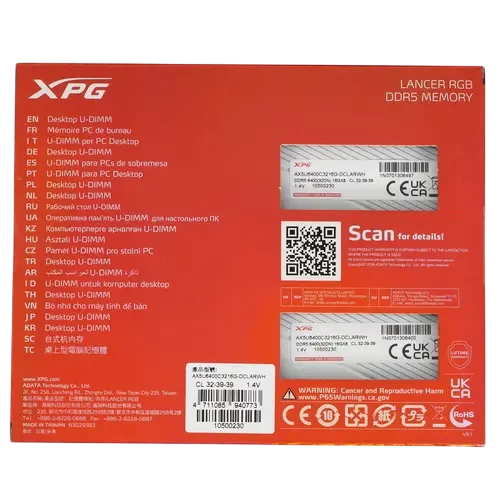 Оперативная память 32 Gb 6400 MHz ADATA XPG LANCER RGB (AX5U6400C3216G-DCLARWH)