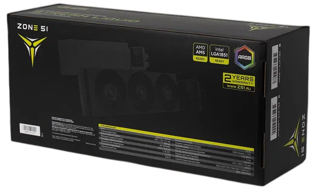 Система жидкостного охлаждения для процессора Zone 51 Stream Liquid 360DS ARGB Black (Z51STRL3ABK)