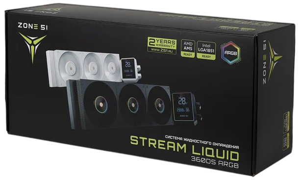 Система жидкостного охлаждения для процессора Zone 51 Stream Liquid 360DS ARGB Black (Z51STRL3ABK)