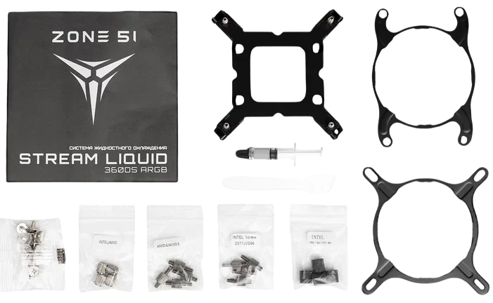 Система жидкостного охлаждения для процессора Zone 51 Stream Liquid 360DS ARGB Black (Z51STRL3ABK)