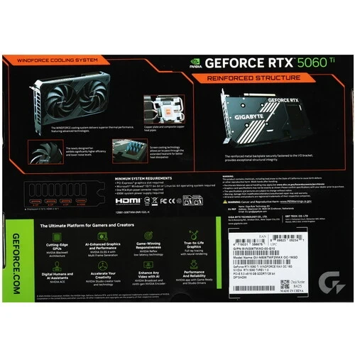 Видеокарта Gigabyte (GV-N506TWF2MAX-16GD) GeForce RTX 5060 Ti 16GB WINDFORCE MAX