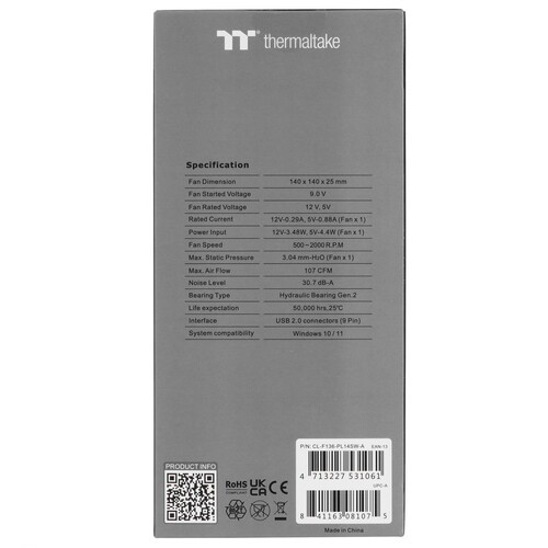 Комплект вентиляторов для корпуса Thermaltake TOUGHFAN 14 RGB CL-F136-PL14SW-A PWM