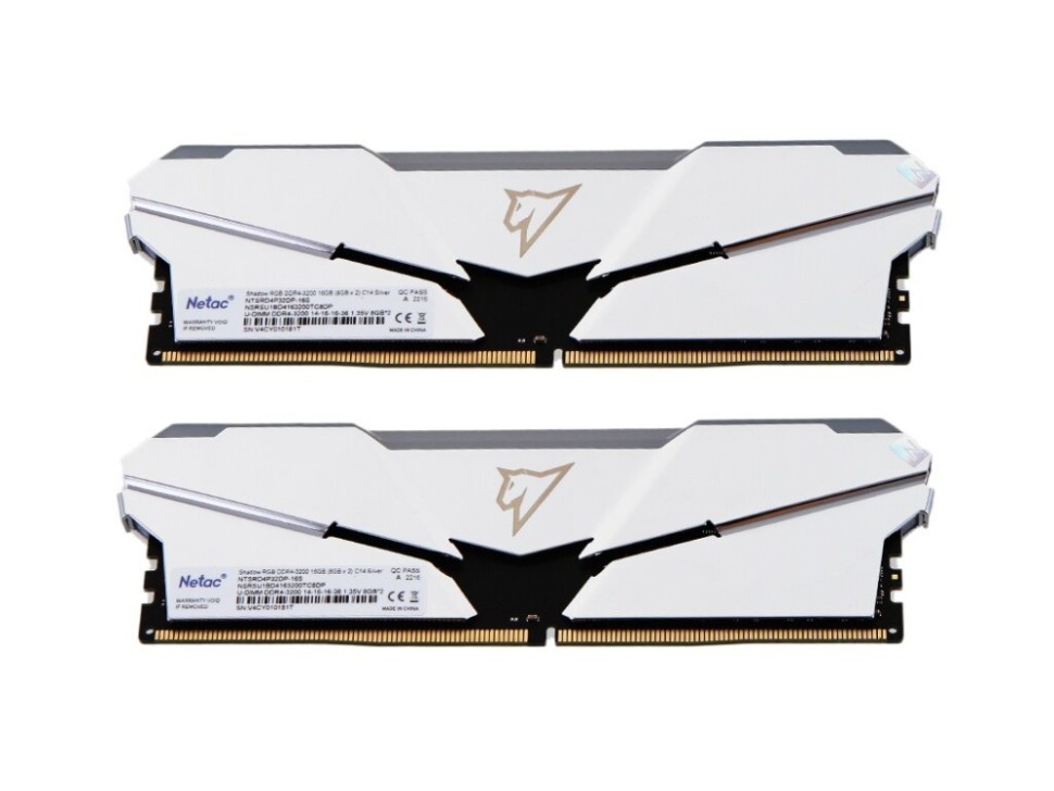 Оперативная память 16 Gb 3200 MHz NETAC SHADOW RGB Silver (NTSRD4P32DP-16S)