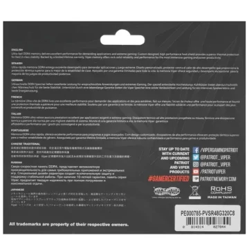 Оперативная память 8 Gb 3200 MHz PATRIOT VIPER STEEL (PVSR48G320C8)