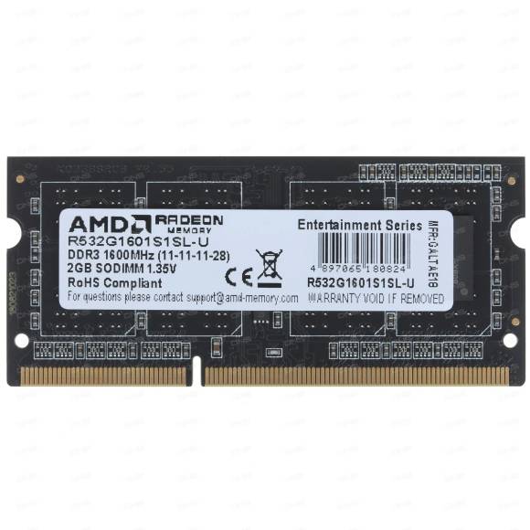 Оперативная память 2 Gb 1600 MHz AMD R5 ENTERTAINMENT SERIES Black (R532G1601S1SL-U)