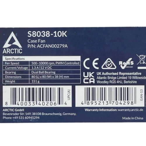 Вентилятор для корпуса Arctic Cooling S8038-10K (ACFAN00279A)