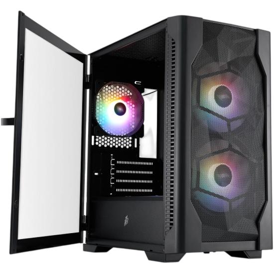 Компьютерный корпус 1STPLAYER DK D4-M FRGB Black (D4-M-BK-2F1P-1F1)