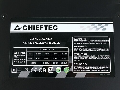 Блок питания Chieftec 600W SMART GPS-600A8